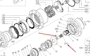 Rolka centralna silnika hydraulicznego zwolnicy #RG008-73170
