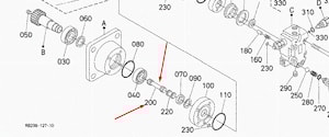 Wał napędowy silnika hydraulicznego obróta platformy #RA211-90320